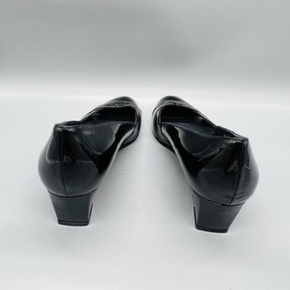 Stuart Weitzman Shoes Womens 10 Black Patent Leather Wedge Bow Pumps FW12479 - Picture 6 of 11